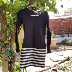 Black and white striped long sleeve dress